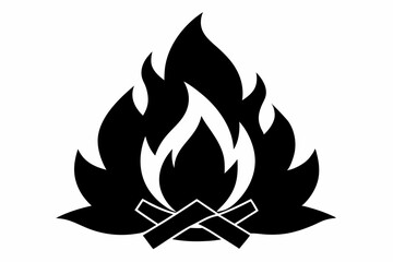 
camp fire icon, silhouette of campfire vector