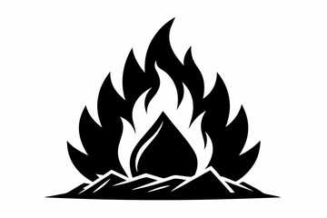 Campfire icon, Bonfire silhouette vector illustration, Fireplace black symbol