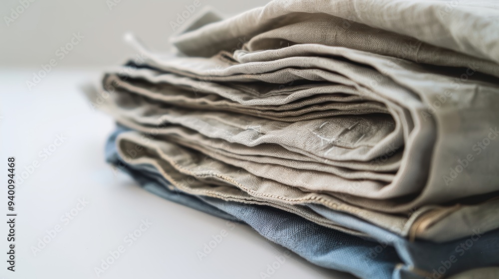 Poster stack of linen fabric showing texture in natural light