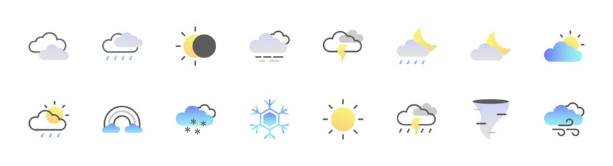 Set of weather icons. 16 sets of weather icons. weather icons. 