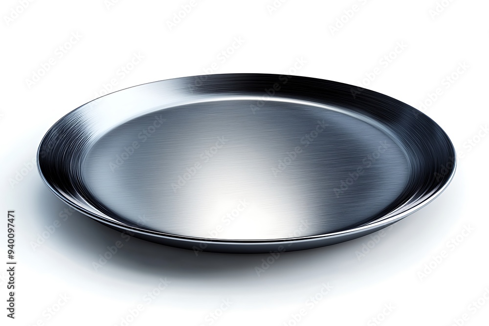 Poster shiny round metal plate in 3d rendering isolated on white background for design projects