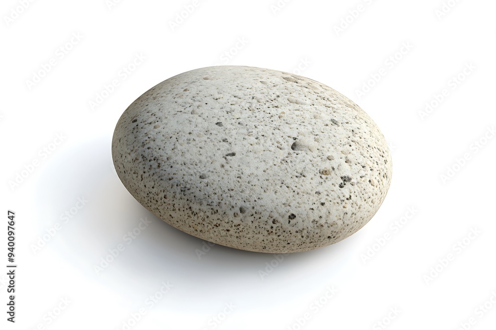 Poster smooth round pebble in 3d rendering isolated on white background