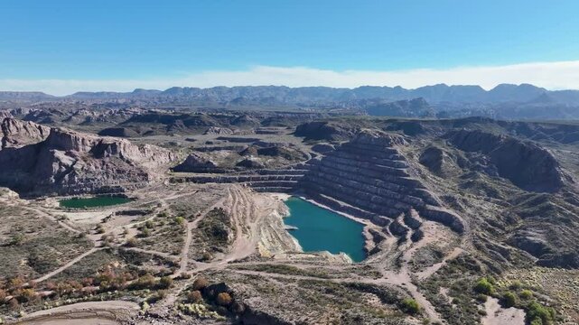 Old open pit uranium mine. Aerial view.