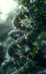 A mesmerizing spiral of vibrant green foliage, illuminated by delicate light, evoking a sense of nature's intricate beauty.