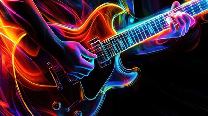 Electric Guitar with Colorful Flames