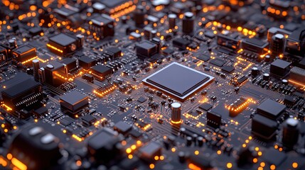 Close-up of a Circuit Board with a Processor Chip
