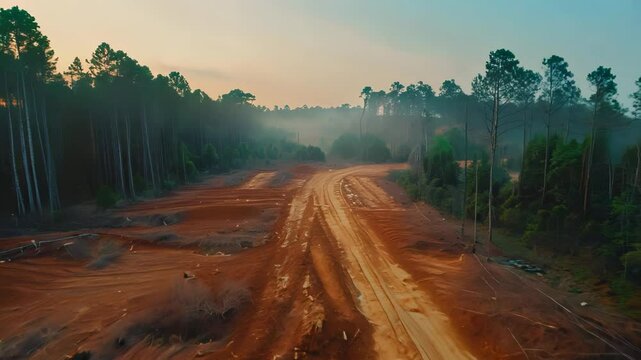 Aerial View of land clearing Footage 4K
