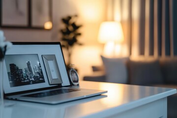 Laptop on a Desk with a Blurred Background