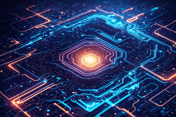Futuristic abstract background with colorful glowing lines techno Sci-fi neon . Digital scientific design tech innovation artwork.