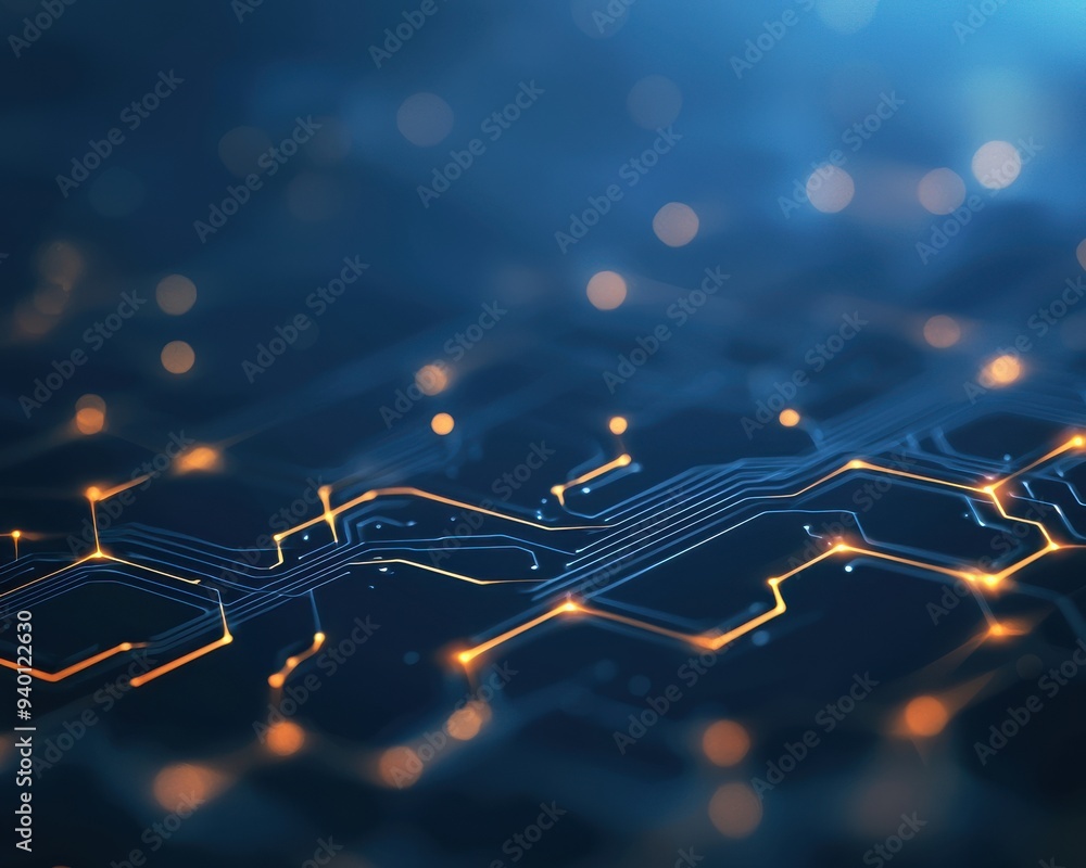 Aufkleber abstract technology background featuring glowing circuits and blue hues, ideal for tech-related proj