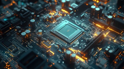Close-up of a Computer Motherboard with a Processor