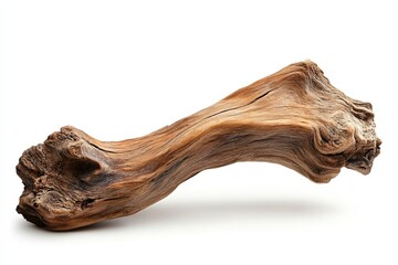 A Single Piece of Weathered Driftwood Isolated on White