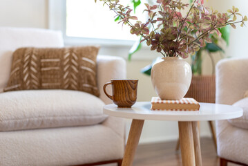 Cozy room decorated in neutral colors