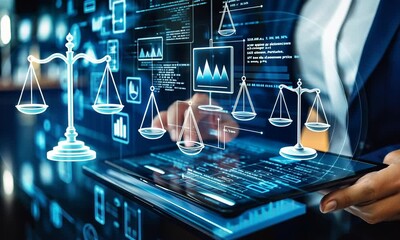 Digital Justice: Scales of Justice and Data Analysis