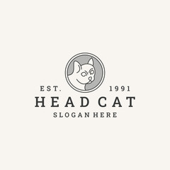 Head cat logo vector icon illustration hipster vintage