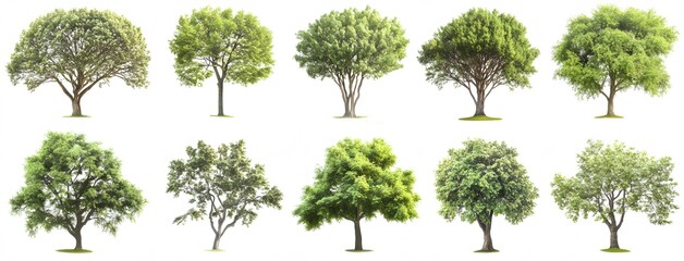 set of trees isolated on white
