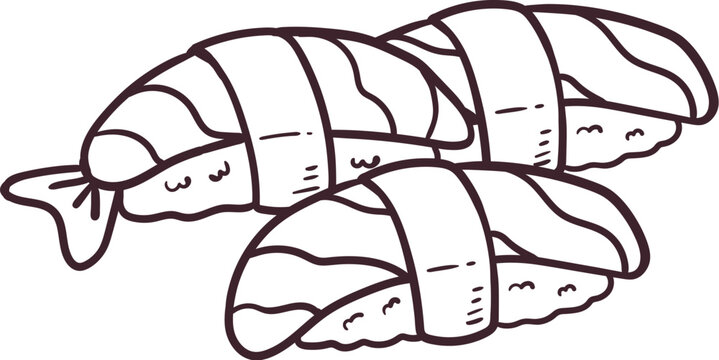 recommend clip art: shrimp sushi japanese food style line art