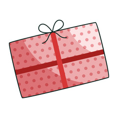 Hand drawn Christmas gift box illustration on a white background