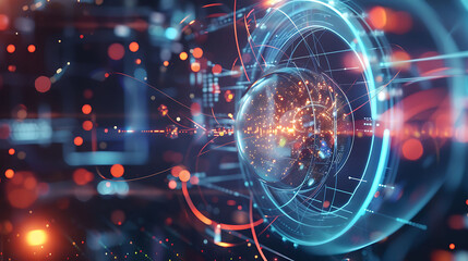 Obraz premium Futuristic representation of a particle accelerator detecting various particles including quarks