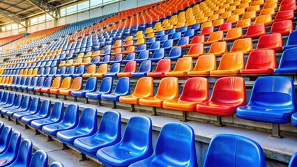 Empty plastic stadium seats with no fans , sports, stadium, empty, plastic, seats, competition, match, game