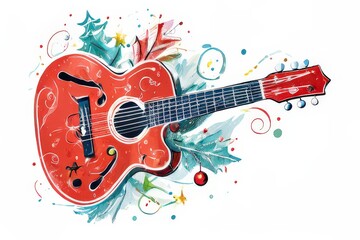 Obraz premium the AI Image Generator, Santa Claus playing guitar