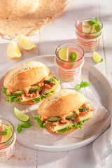 Spicy and fresh sandwich made of vegetables and gyros chicken.