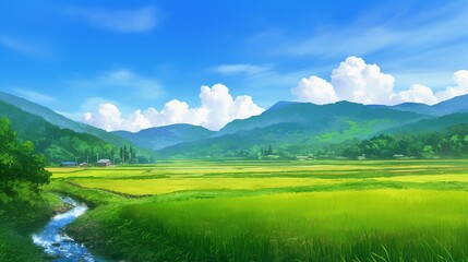 Naklejka premium 夏の田園風景3