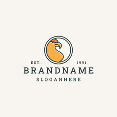 Eagle circle logo vector hipster vintage icon illustration