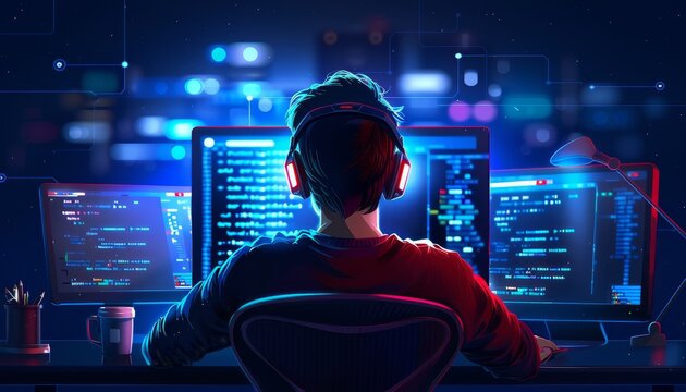 Programmer at night