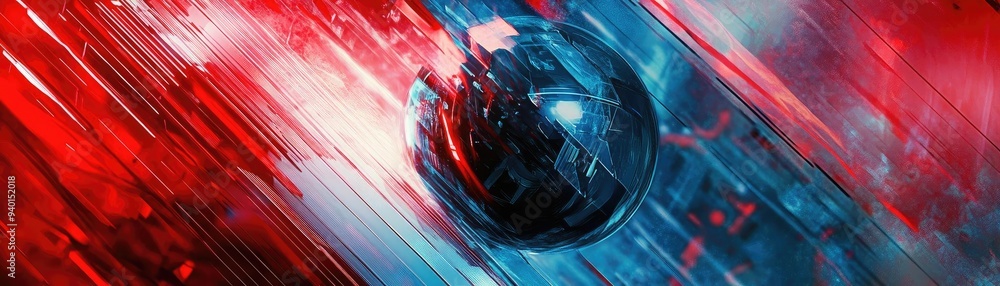Poster a vibrant abstract background featuring dynamic blue and red streaks, creating a sense of motion and
