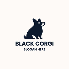 Black corgi logo design template vector illustration On white background