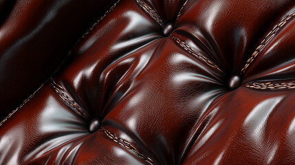Naklejka premium Background of Luxurious Leather Sofa or Chair with Detailed Textures Stitching and Creases Conveying Opulence and Comfort 