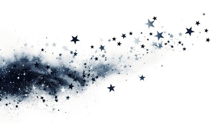 Fototapeta premium Falling Black Stars on White Background, Fun Isolated Overlay, Web Graphic Wallpaper, Customizable Abstract Backdrop