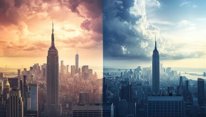 The Eiffel Tower and Empire State Building in Paris