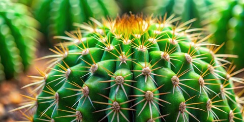 Obraz premium A close-up photo of a spiky green cactus plant, succulent, desert, prickly, thorns, arid, succulent, plant, nature, spiky, green