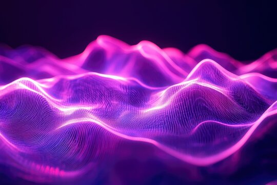 Abstract waves shape glowing in ultraviolet spectrum. Background for banner, backdrop or texture for 3D mapping , ai