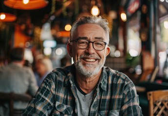 Fototapeta premium Smiling Senior Man in a Restaurant