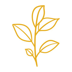 Hand drawn golden leaves isolated illustration on a white background