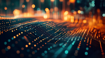 Fototapeta premium Abstract Representation of a Smart City with Dotted Connections and Gradient Effects