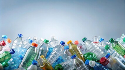 Crushed plastic bottles for recycling on light background, recycle, waste sorting, plastic, environment