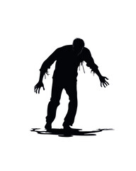 A dark silhouette of a mysterious figure, evoking themes of suspense and the supernatural in an eerie atmosphere.