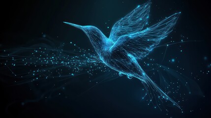 Abstract Digital Hummingbird in Flight