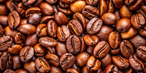 Fototapeta premium Close up shot of coffee beans, showing texture and detail, coffee beans, close up, texture, aromatic, roasted, caffeine