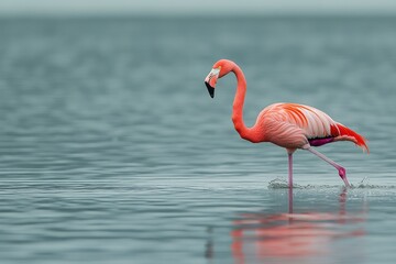 Flamingo walking in the water , ai