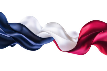 Obraz premium A flowing ribbon design featuring blue, white, and red colors, symbolizing unity and elegance in a vibrant display.
