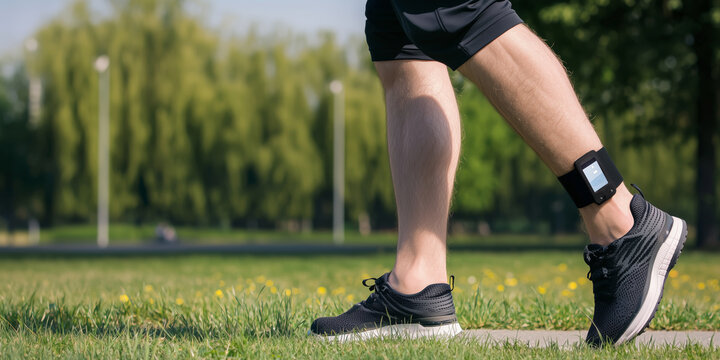 electronic bracelet on the leg