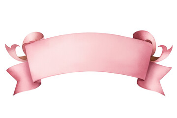 Elegant pink ribbon banner for decorative use, perfect for invitations, cards, or announcements.