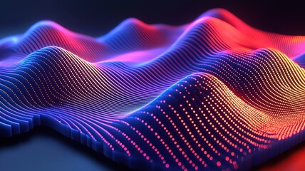 Abstract digital landscape showcasing vibrant waves and colorful patterns, perfect for technology and design projects.