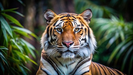 Fototapeta premium Close-up photo of a majestic tiger in the wild , tiger, wildlife, jungle, predator, feline, endangered species, nature