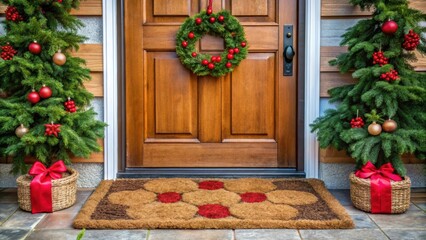 Decorate your front door with a beautiful holiday doormat , Christmas, winter, festive, home decor, welcome, entrance